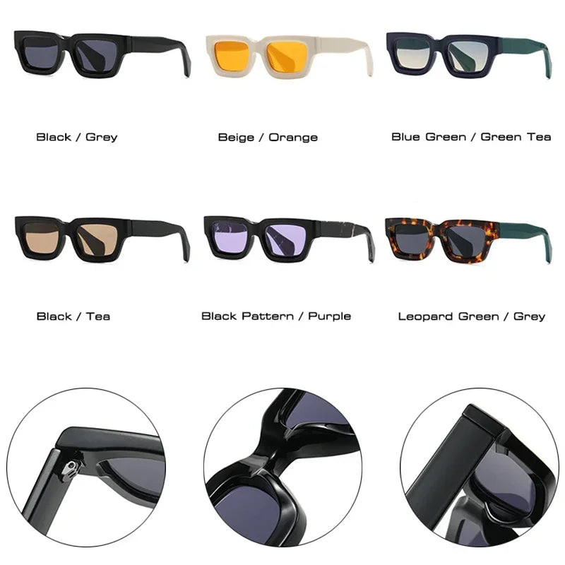 2024 Fashion Square Sunglasses Women Clear Ocean Gradient Lens Eyewear Vintage Trending Men Punk Kpop Sun Glasses Gafas De Sol