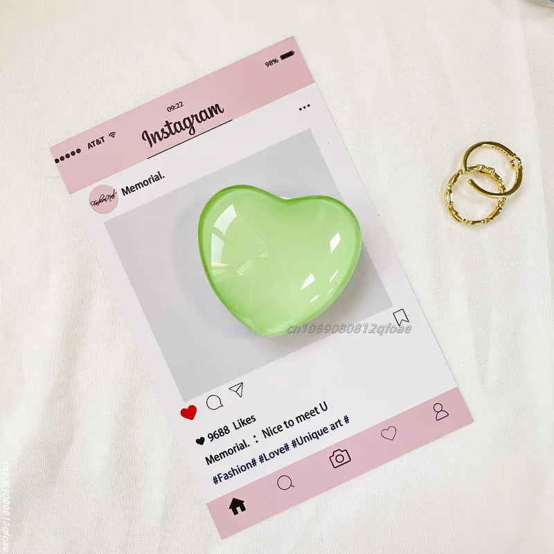 Heart Shape 3D Crystal Foldable Finger Ring Griptok Phone Holder for IPhone Samsung Support Socket Pocket Grip Tok Stand Bracket