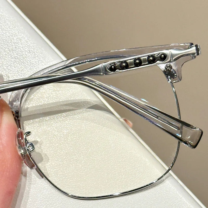 Fashion Classic Half Frame Anti Blue Light Glasses for Men Retro Square Photochromic Eyeglasses Frames Women Computer Goggles