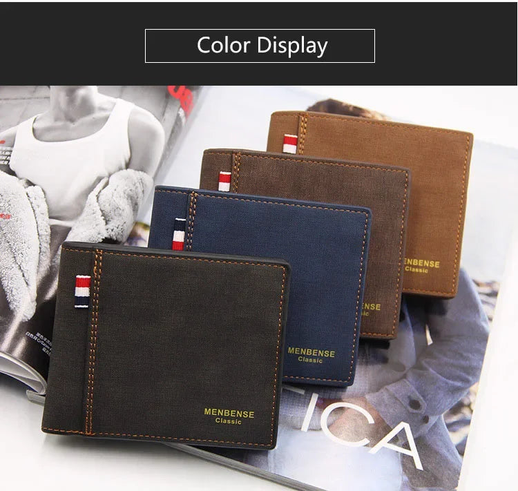 New Slim Vintage Men Wallets High Quality Card Holder Male Purses Photo Holder PU Leather Small Mens Clutch Wallet