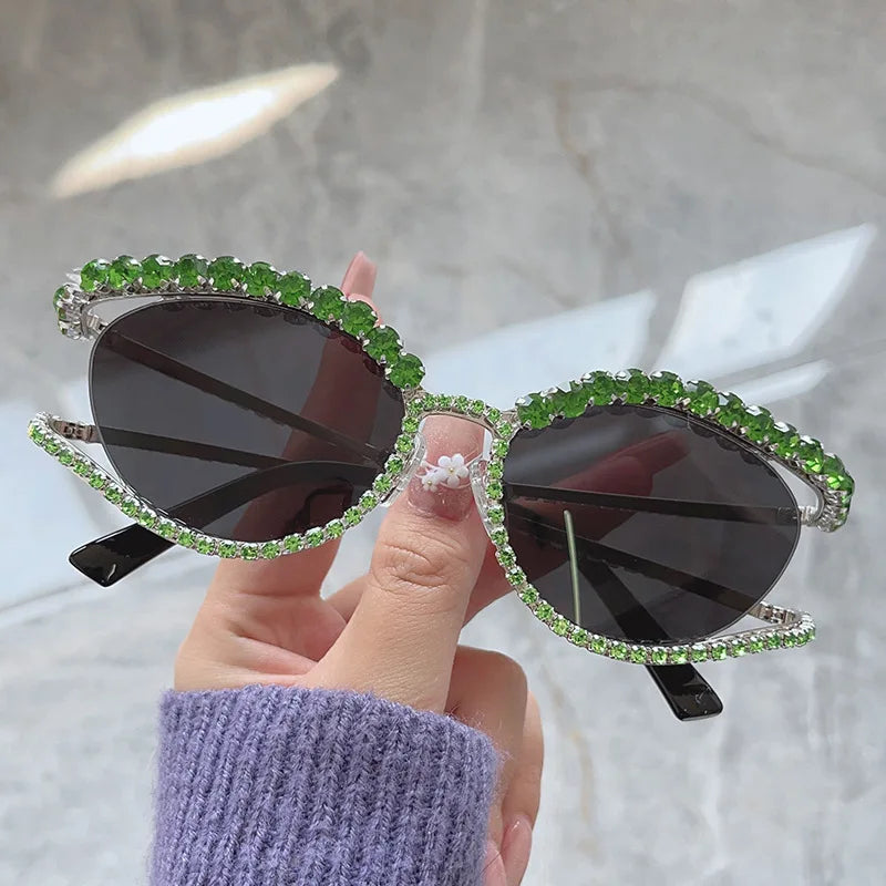 2023 Fashion Luxury Crystal Shiny Sunglasses Women Sexy Cat Eye Rhinestone Party Elegant Sun Glasses Female Shades Oculos De Sol