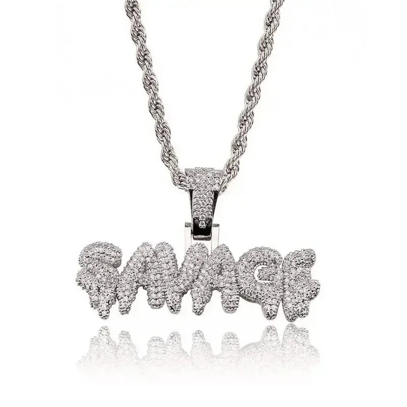 Hip Hop Ice Out Dollar Money Bag Necklace Shiny Cubic Zirconia Wallet Pendant for Men Women Hip Hop Rock Rap Cool Jewelry