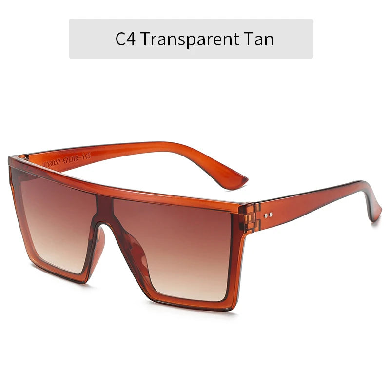 2023 Vintage Male Flat Top Sunglasses Men Brand Black Square Shades UV400 Gradient Sun Glasses For Women Cool One Piece Designer