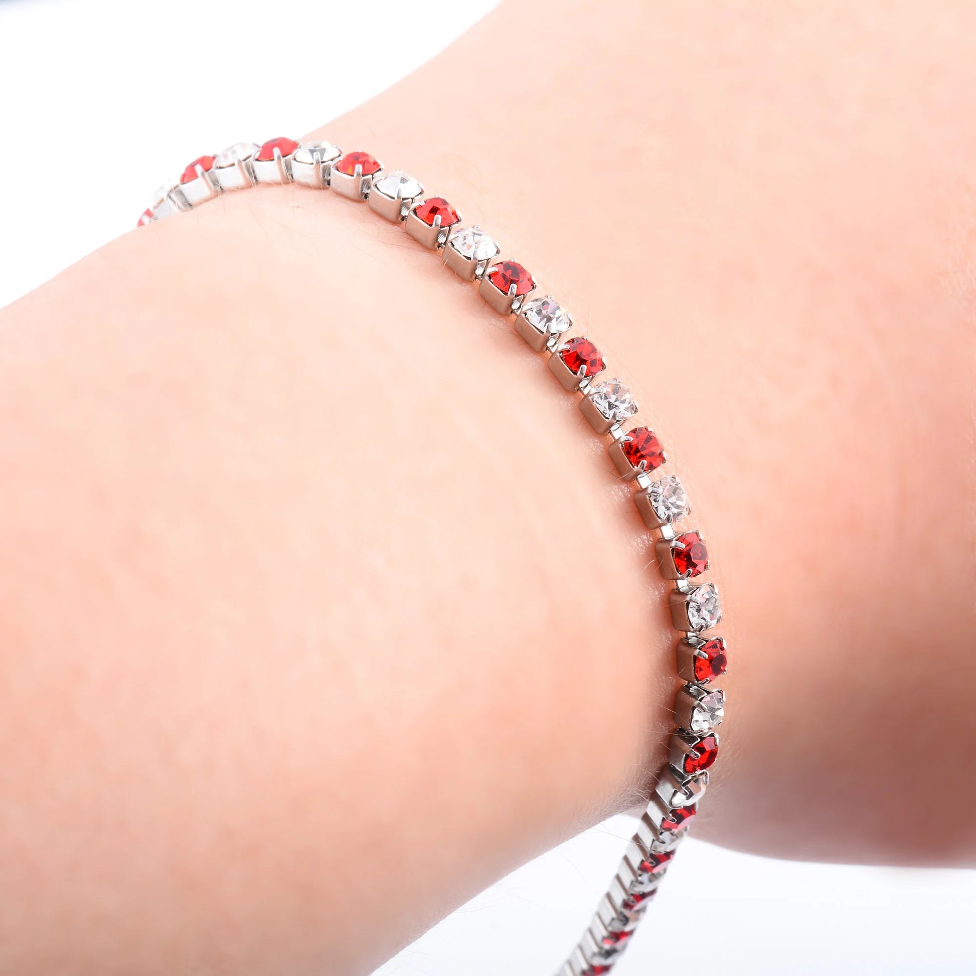 3mm Wide Bling Bling Rhinestone Cubic Zirconia Tennis Bracelet for Women Hand Crystal Chain Bangle Ankle Anklet Stainless Steel