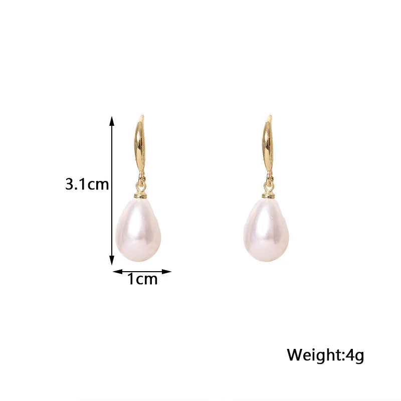 Water Drop Pearl Dangle Earrings Temperamental Women's Hook Earrings Irregular Slim Imitation Pearl Hanging Earrings brincos