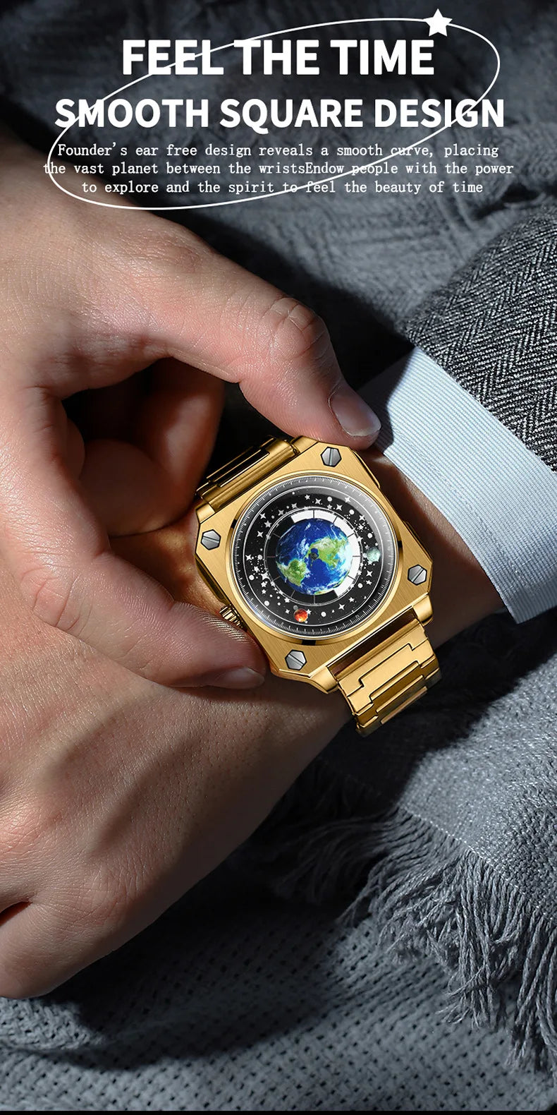 UTHAI Earth Watch Business Male Student Watch Planet Personalized Creative Wormhole New Concept Male Fashion Quartz Watches