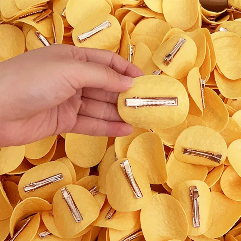 1PC Funny Simulated Potato Chip Hairpin Hair Clips For Girls Hair Cute Creative And Funny Hair Accessories For Students