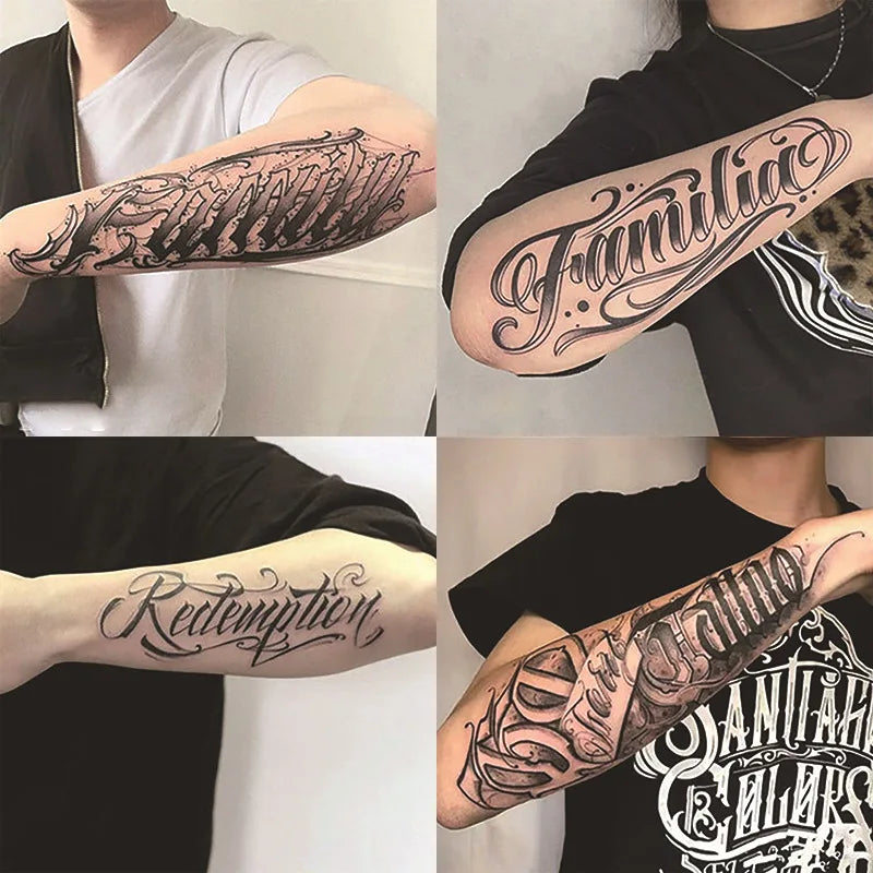 Long Lasting Temporary Tattoo Stickers Men Arm Sleeve Body Painting Juice Ink Fake Tattoo For Male Adult Semi Permanent Tattoos