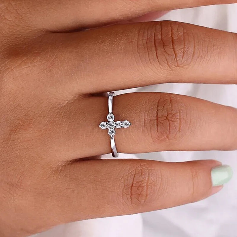2025 New Cross Micro Inlaid Niche Temperament Sweet Ring for Women High-end  Design Personalized Jewelry Wholesale