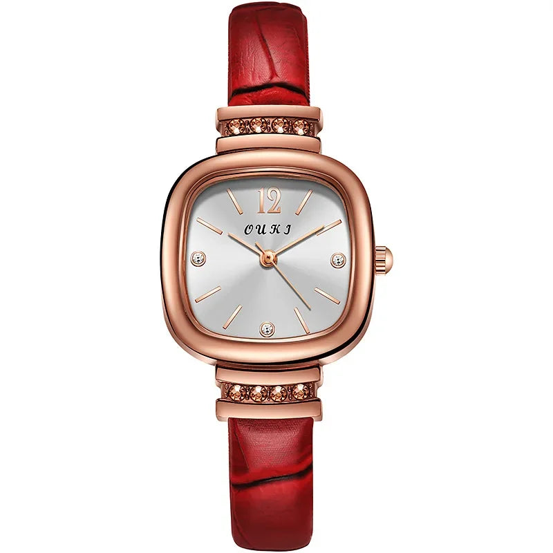Small Square Watch with Rhinestones for Women Simple Casual Fashion Small Green Quartz Watch Ladies Wrist Watches Reloj Mujer