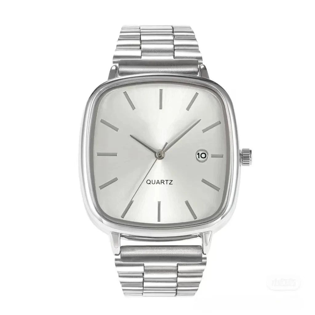 Famous Brand Men Watch Steel Strap Silver Color Calendar Quartz Watches Luxury Women Gift Wristwatch Dropshipping Clock