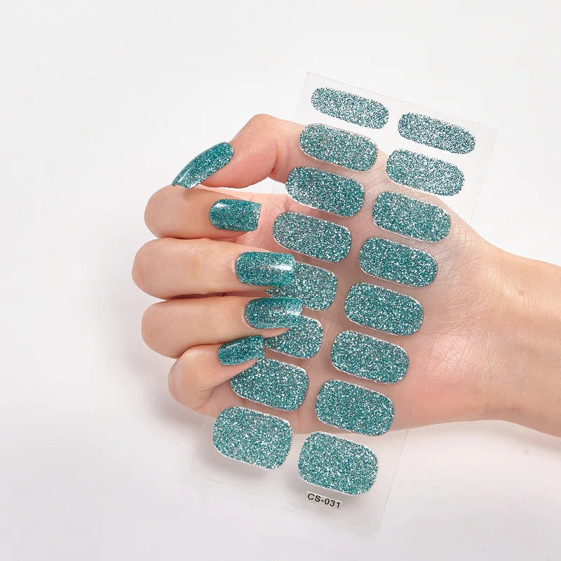 Baking Free Nail Stickers Wholesale Gradient glitter Nail Stickers Simple Waterproof Nail Sticker Full Color Solid Color Sticker