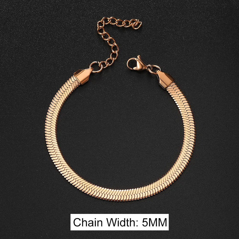 Men's Bracelet Homme Stainless Steel Blade Chain Bracelet for Men Snake Chain Couple Bracelets Valentines Gift Jewelry Wholesale