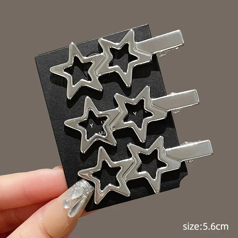 3Pcs/Set Sweet Fashion Metal Hairpin Non Slip Hairpin Geometric Hollow Hair Pin Women Barrettte Hair Clip