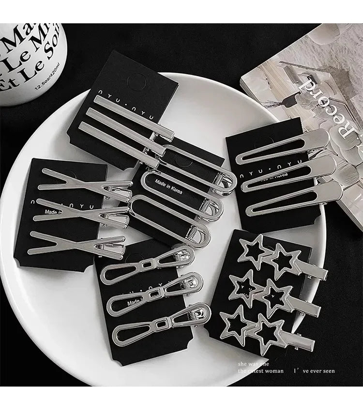 3Pcs/Set Sweet Fashion Metal Hairpin Non Slip Hairpin Geometric Hollow Hair Pin Women Barrettte Hair Clip