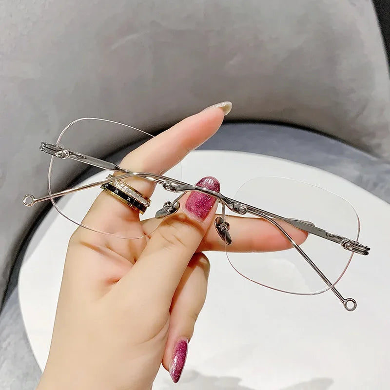 Unisex Fashion  Anti Blue Light Glasses Clear Glasses Computer Glasses YIBO Style Rimless Eyeglasses Plain Eyewear Face Decor