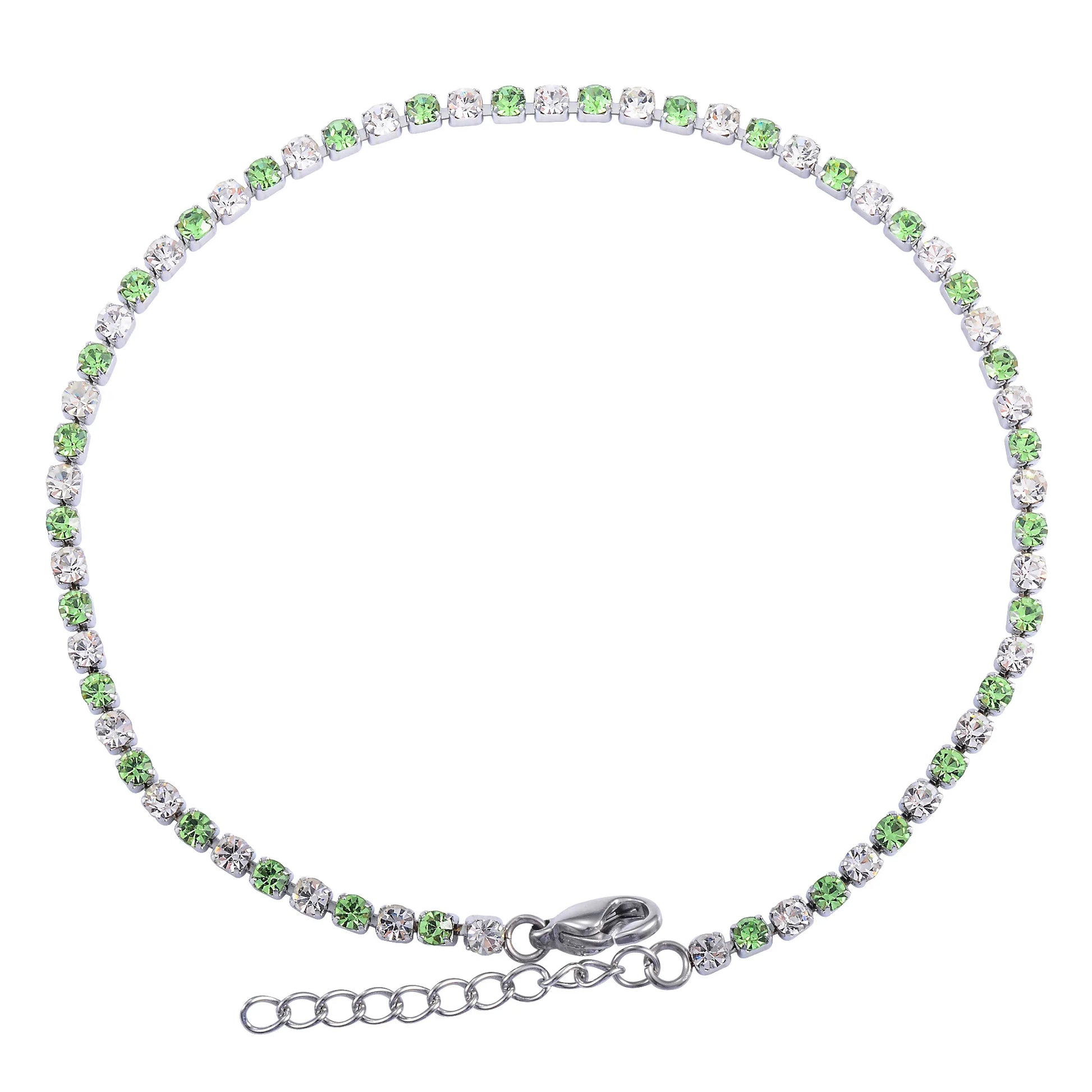 3mm Wide Bling Bling Rhinestone Cubic Zirconia Tennis Bracelet for Women Hand Crystal Chain Bangle Ankle Anklet Stainless Steel