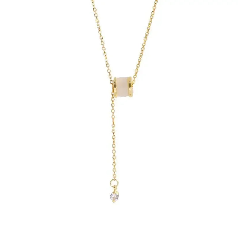 Round Bead Imitation Opal Short Chain Necklace Female Personality Simple Collarbone Chain Party Jewelry