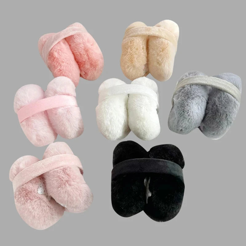 Furry Earmuffs Sequins Stars Pattern Winter Warm Earmuffs Foldable Plush Ear Muffs Women Outdoor Skiing Ear Warmer Earflap Lady