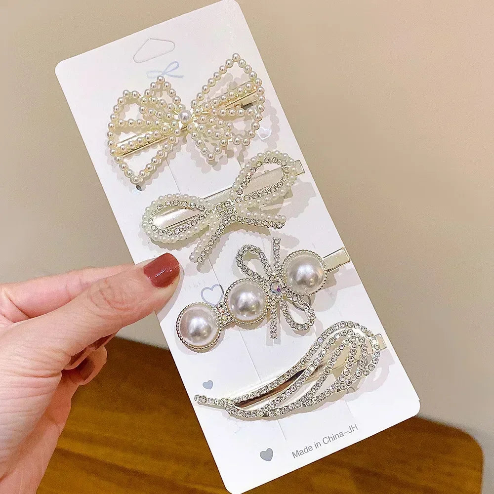5pcs Women's Hairpin Side Hair Clip Set Designer Pearl Headwear Bangs Hairpin Headpiece Hair Accessories Hairwear Duckbill Clip