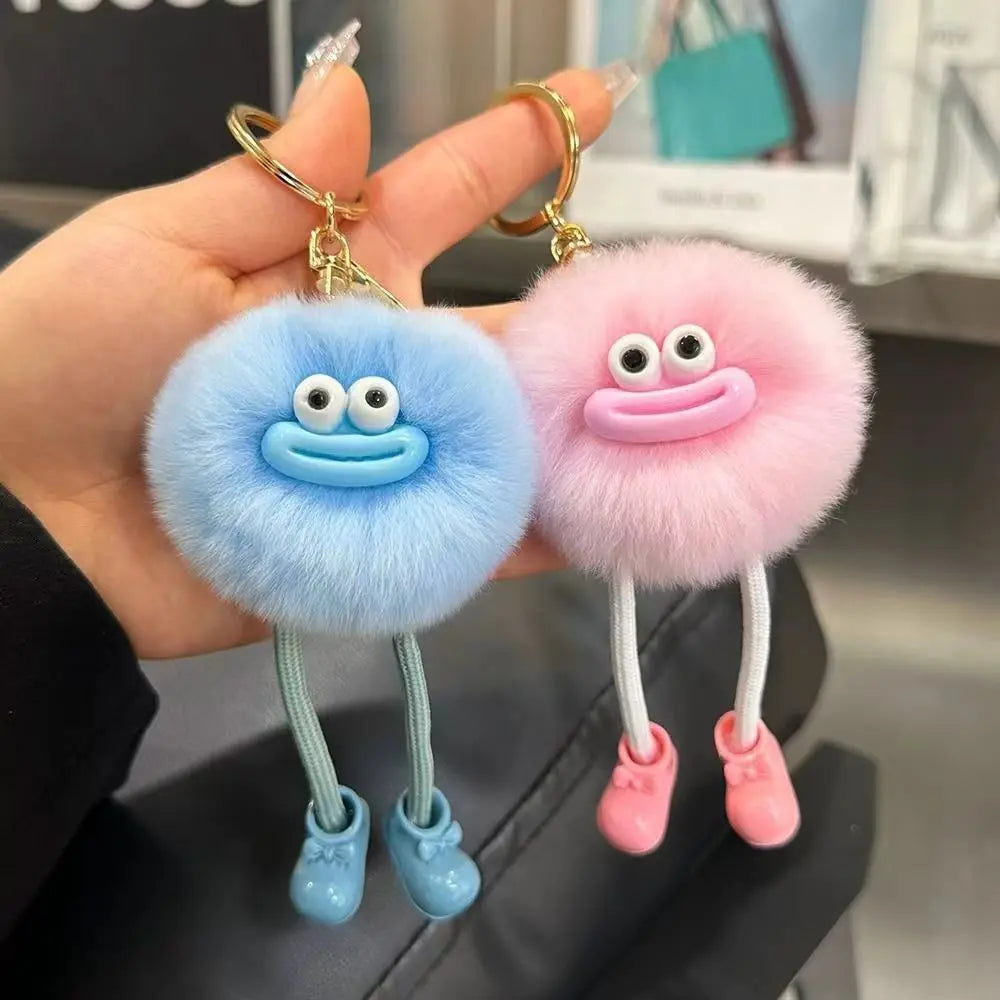 Cute Big Eyes Plush Toys Keychain Cartoon Briquettes Keychain Briquettes Car Keychain Pendant Korean Plush School Bag Pendant