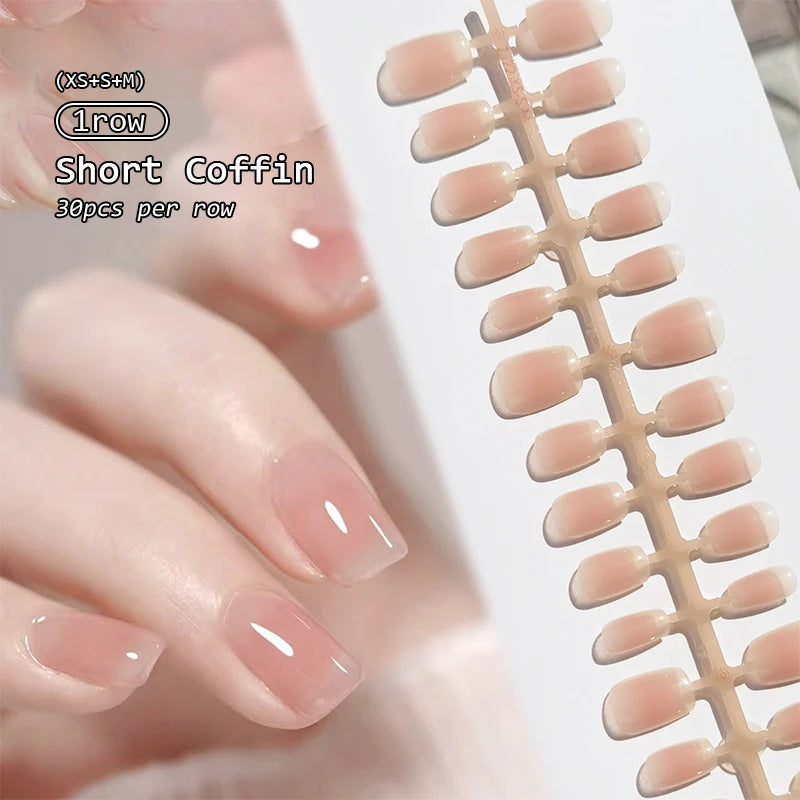 30Pcs Nail Tip Fake Nail Fashion Wearable False Nails Simple Full Cover Press on Nails DIY Wear Nail Tool
