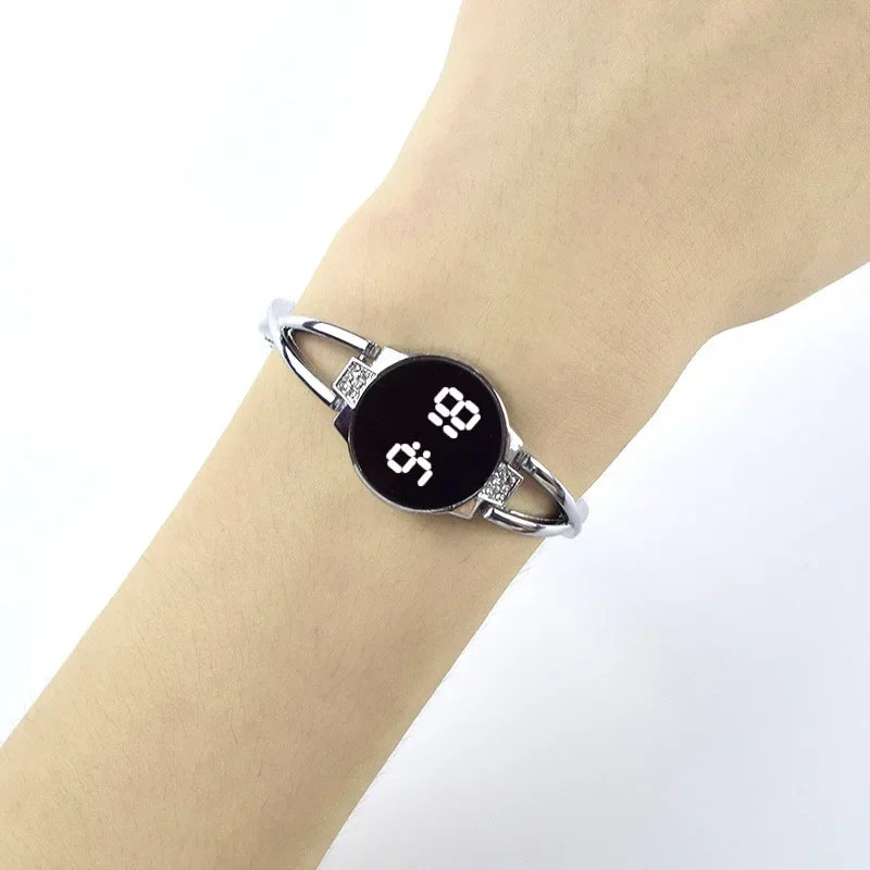 LED Fashion Watch for Women Bracelet Touch Screen Ladies Time Steel Band Electronic Student Ladies Simple Style Watches