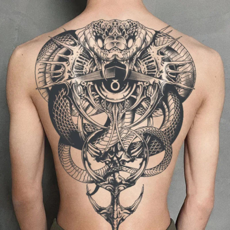 Angel Wings God Tattoo Stickers Realistic Juice Ink Semi Permanent Full Back Body Tattoo Temporary Lasting 2 Weeks Men Adult