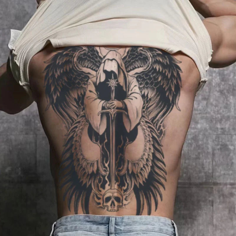 Angel Wings God Tattoo Stickers Realistic Juice Ink Semi Permanent Full Back Body Tattoo Temporary Lasting 2 Weeks Men Adult