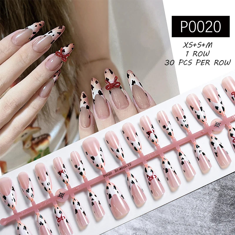 24Pcs/Set White French Press on Fake Nails Full Cover Artificial Wearable Nail Beauty Tips Naked French White False Nails Art