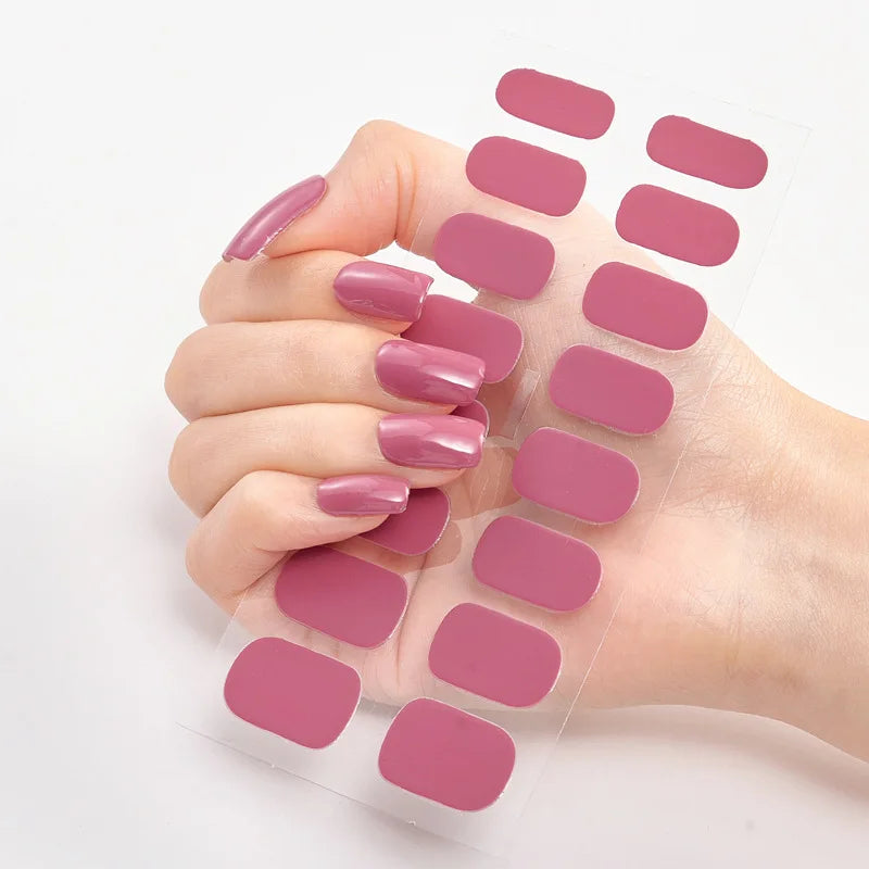 Baking Free Nail Stickers Wholesale Gradient glitter Nail Stickers Simple Waterproof Nail Sticker Full Color Solid Color Sticker