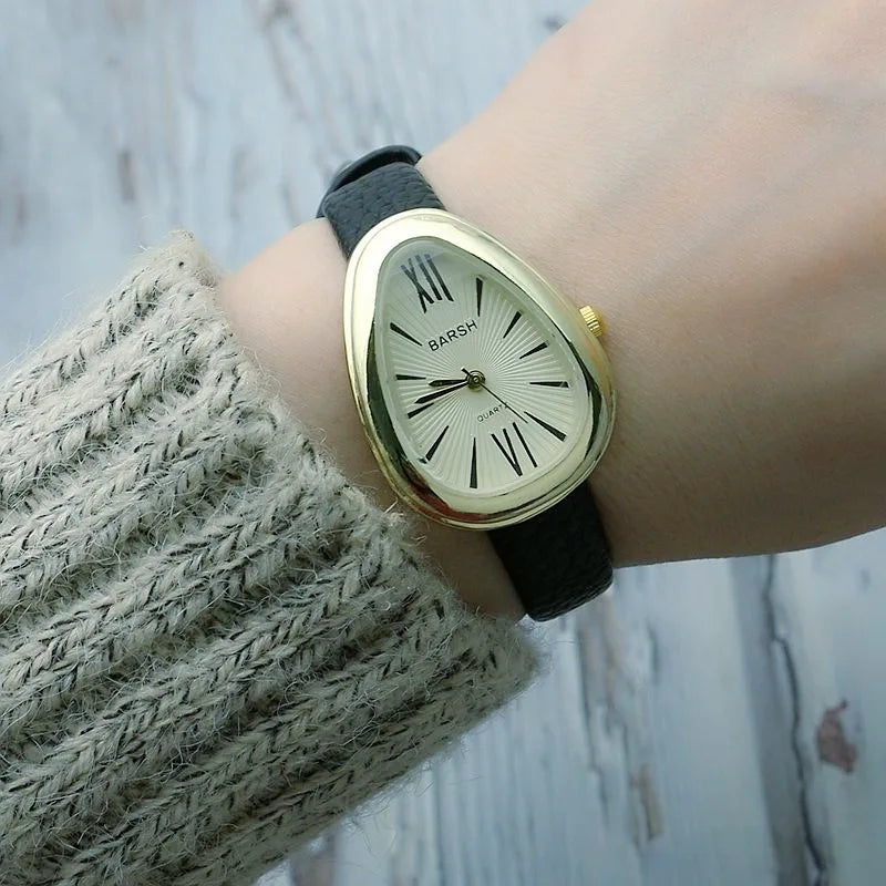 Brand Waterdrop Dial Women Watch Simple Student Fashion Gift Quartz Watches Leather Strap Wristwatches Dropshipping Reloj Mujer