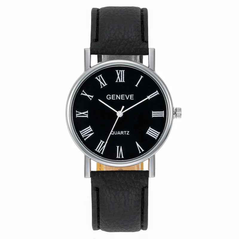 Famous Brand Roman Numeral Quartz Watch Men Business Casual Fashion Student Trend Leather Belt Wristwatch Luxury Jewelry Gift