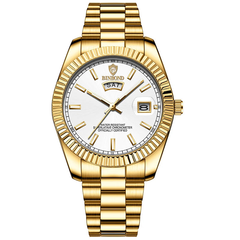 UTHAI Men's Watch Luxury Dual Calendar Night Light Calendar Waterproof Stainless Steel Strap Fashion Casual Quartz Reloj Gifts