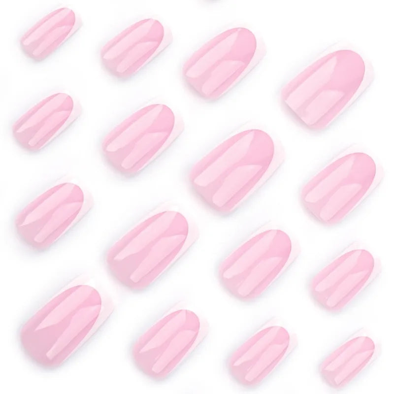 24Pcs Nude Pink Press on Nails Short Square False Nails Simple Gradient Nails Art Full Cover French Acrylic Nail Tips for Girls
