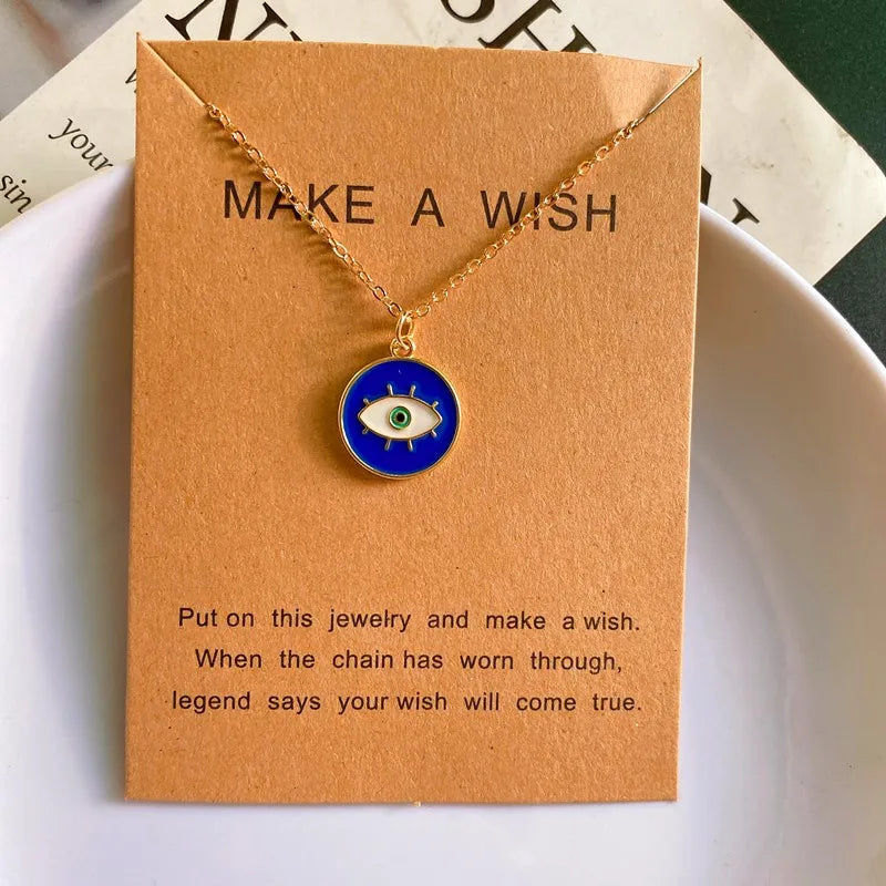 Color Turkey Eye Pendant Necklace for Women Men Fashion Luck Pendant Neck Jewelry Gift for Friend Wholesale
