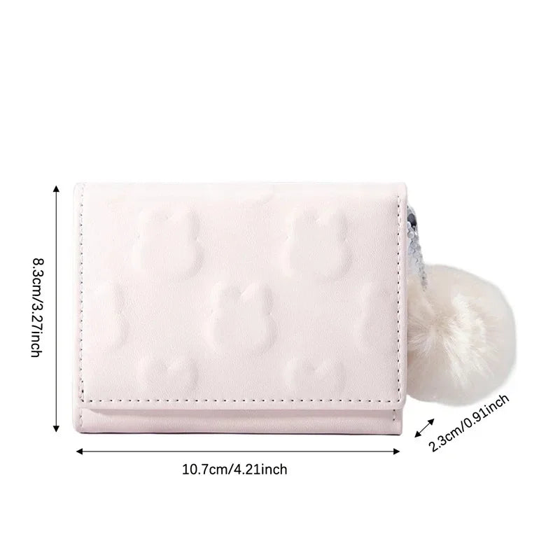 Cute Short Women's  Three Fold  Wallet Cartoon Rabbit Coin Purse Card Holder Girl Cartoon Clutch Women's Handbags Portable