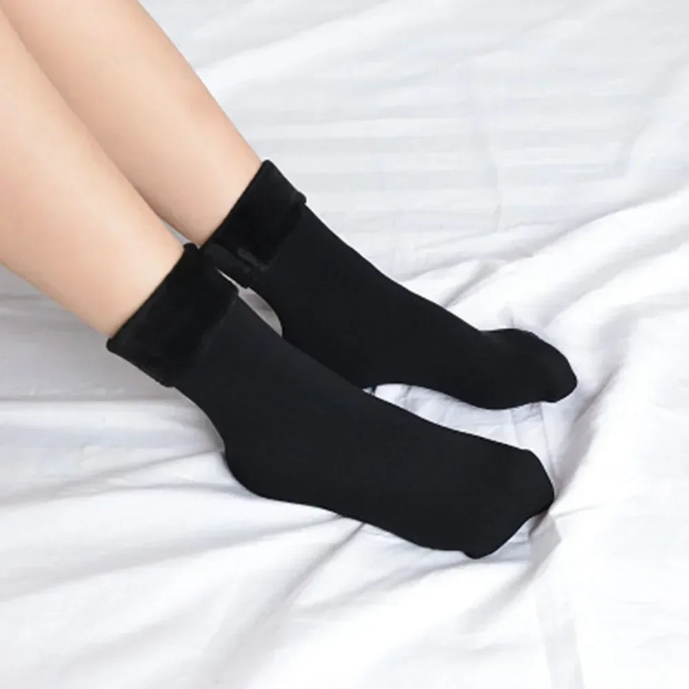 Female Winter Fleece Thick Warm Socks Soft Comfortable Solid Color Home Floor Thick Stocking Soft Boots Sleeping Socks