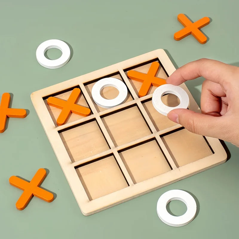 Xo Tic Tac Toe Wooden Board Game Table Toy Parent-child Interactive Fun Game Children Puzzle Toys For Birthday Party
