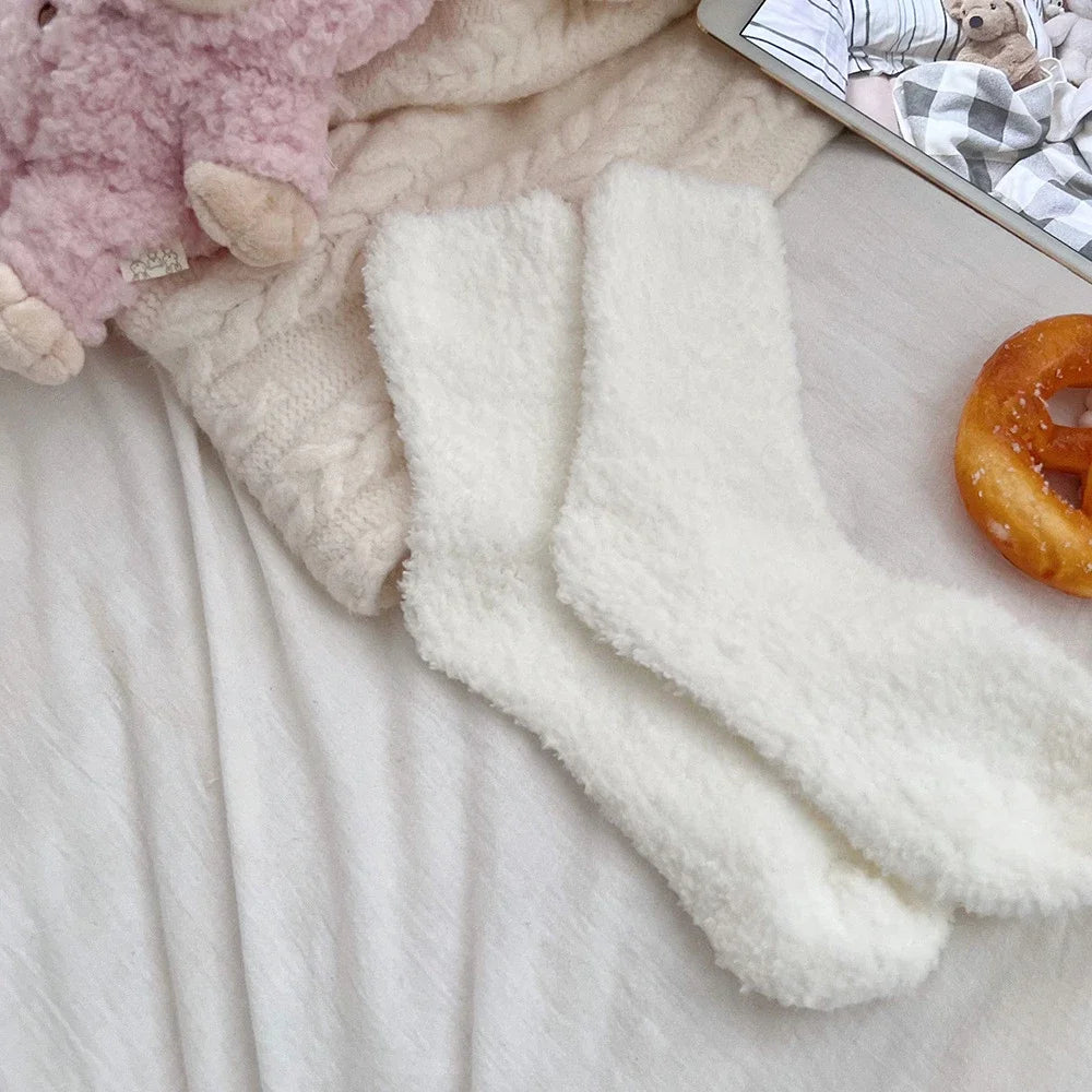 Women Fluffy Socks Thick Coral Velvet Winter Warm Home Indoor Floor Terry Towel Fuzzy Sock Woman Calcetines