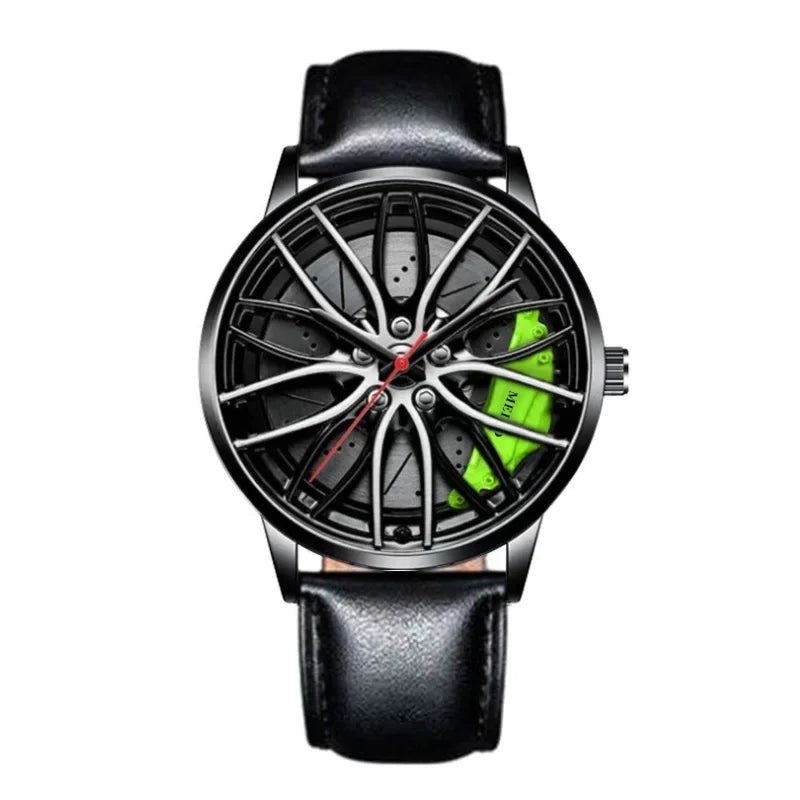 Car Watches for Men Stainless Steel Quartz Wrist Watch Sports Men Watches with Car Wheel Rim Hub Design Reloj Hombre