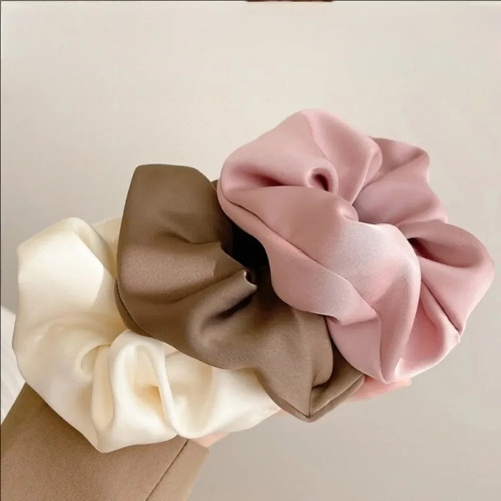 High-quality Silk Hair Scrunchie French Elegant Solid Color Hair Band Ladies Ponytail Holder for Party Fashion Hair Ties 실용도매