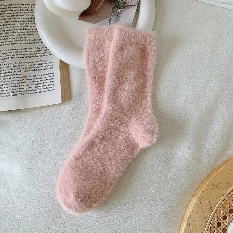 1/3/4pairs Super Soft Socks for Women Ins Solid Winter Warm Thicken Coral Plush Sock Thermal Snow Home Sleep Floor Kawaii