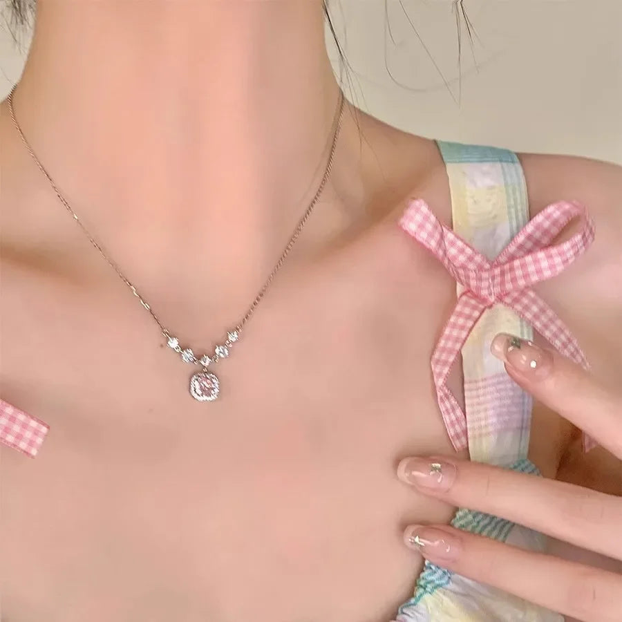 Zircon Pendants Necklaces For Girl Luxury Fine Jewelry Gift Female Wedding Gift Wholesale