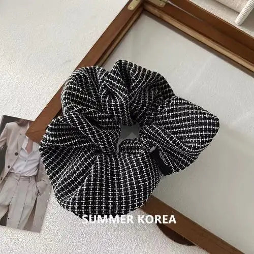 New Fashion Vintage Scrunchie Plaid Elastic Hair Bands Women Elegant Brand Designers Hair Tie Ponytail Girls Hair Accessories