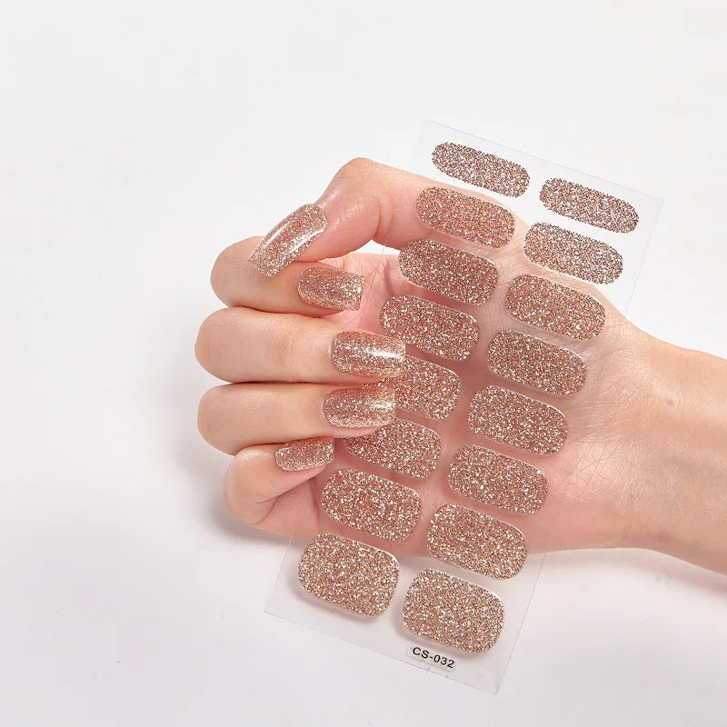 Baking Free Nail Stickers Wholesale Gradient glitter Nail Stickers Simple Waterproof Nail Sticker Full Color Solid Color Sticker