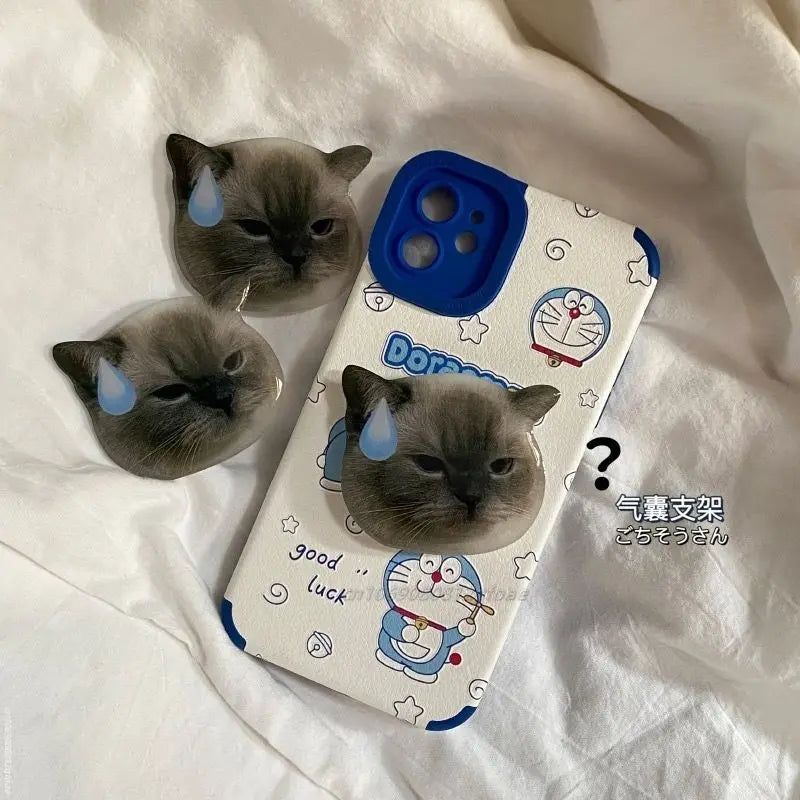 Korea Cute Cartoon Kitten Grip Acrylic Mobile Phone Holder Socket Stand Ring Cell Phone Support Bracket Smartphone Accessories