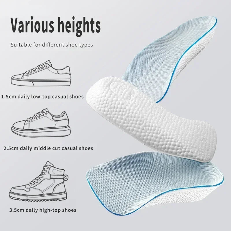 1.5/2.5/3.5 Cm Arch Support Height Increase Insoles Light Weight Soft Elastic Lift Soft Elastic Lifting for Men Women Shoes Pads