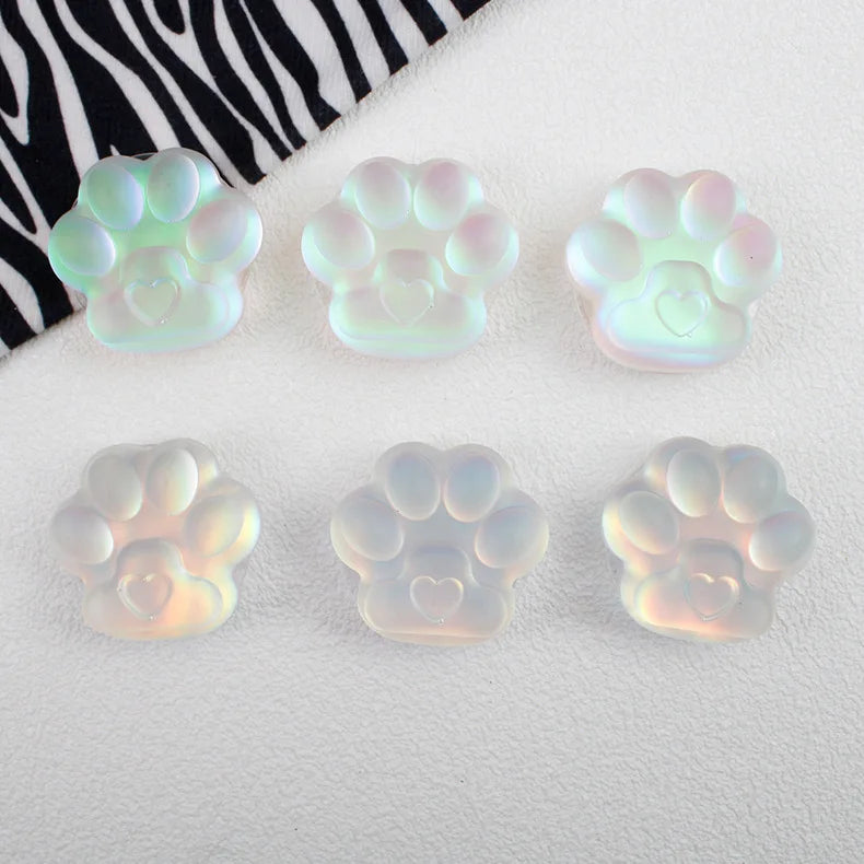 Foldable Phone Stand ABS Cute Cat Paw Love Heart Finger Ring Holder Matte Translucent Sticky Bracket for iPhone Samsung Huawei