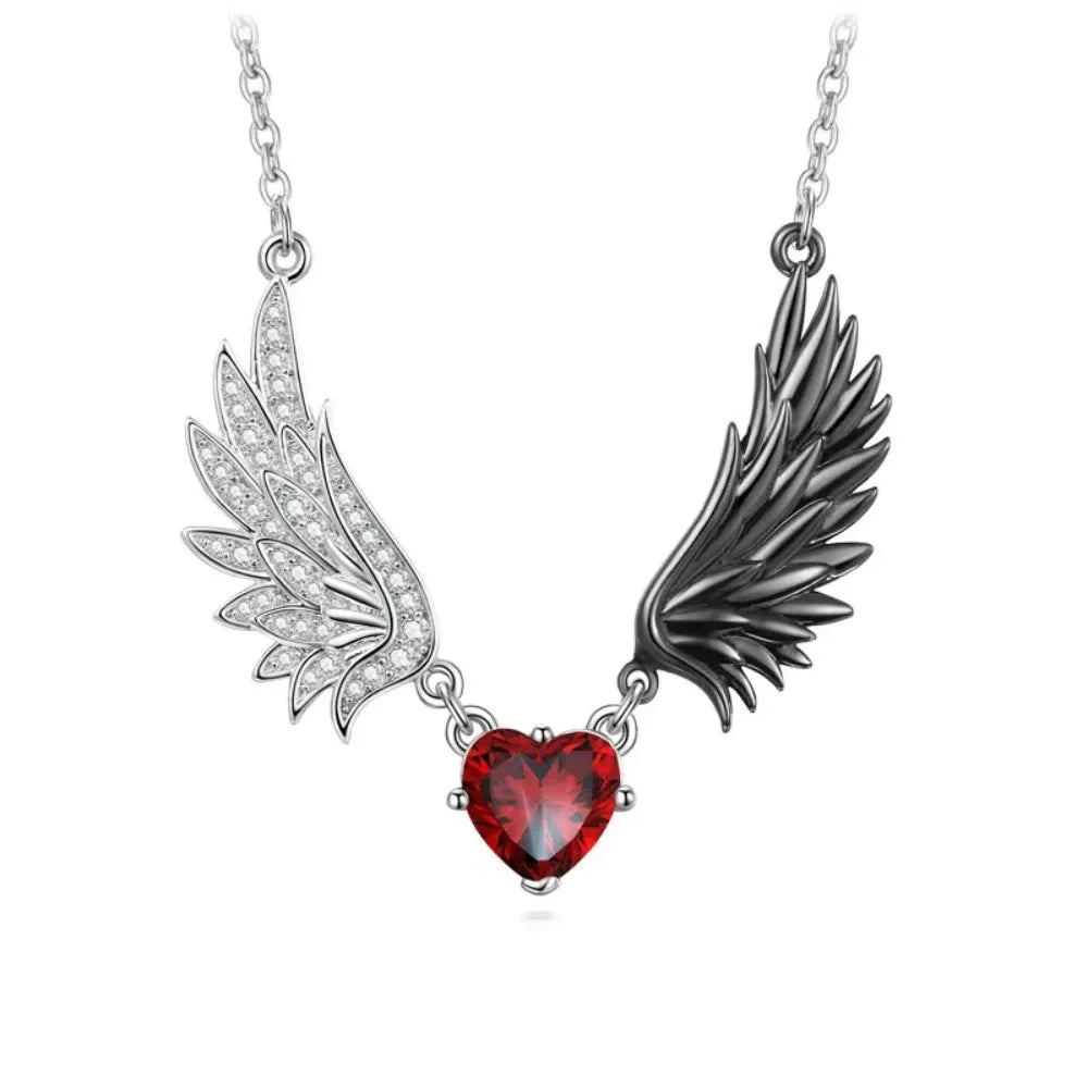 New Angel Wings Pendant Necklace for Men and Women Gothic Exquisite Love Zircon Decoration Fashion Jewelry Accessories
